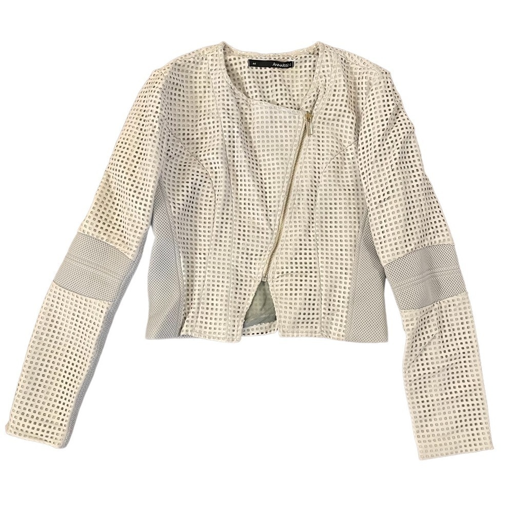AnnaRita N Gray Perforated Style Blazer/Moto Jacket, Size 8